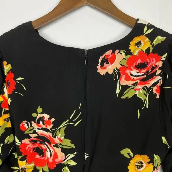 Free People | Neon Garden Black Floral Mini Dress - Picture 6 of 12
